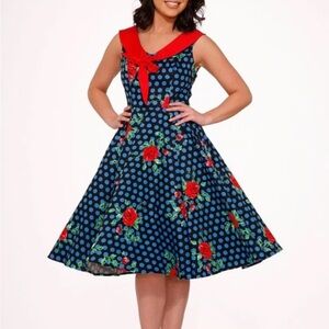 Retro Floral Polka Dot Dress